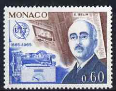 Monaco 1965 E Belin & 'Belinograph' 60c from ITU Centenary set unmounted mint, SG 826