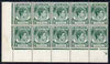 Malaya - Penang 1949-52 KG6 3c green corner block of 10 unmounted mint, SG5