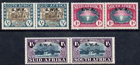 South West Africa 1939 250th Anniversary of Huguenots set of 6 (3 horiz pairs) unmounted mint SG111-3