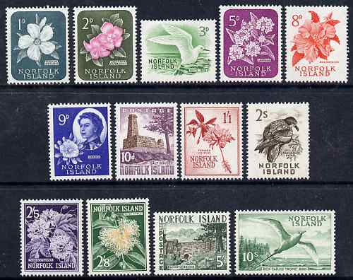 Norfolk Island 1960-62 definitive set complete 1d to 10s lightly mounted mint SG24-36