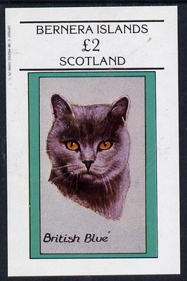 Bernera 1982 Cats (British Blue) imperf deluxe sheet (£2 value) unmounted mint