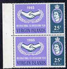 British Virgin islands 1965 International Co-operation Year 25c marginal pair, one stamp with 'Broken Y of Year' variety, unmounted mint