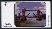 Staffa 1982 Bridges (Tower Bridge) imperf souvenir sheet (£1 value) unmounted mint