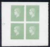 France Proof of Heir Apparent for unadopted design in dull green in block of 4 on ungummed paper