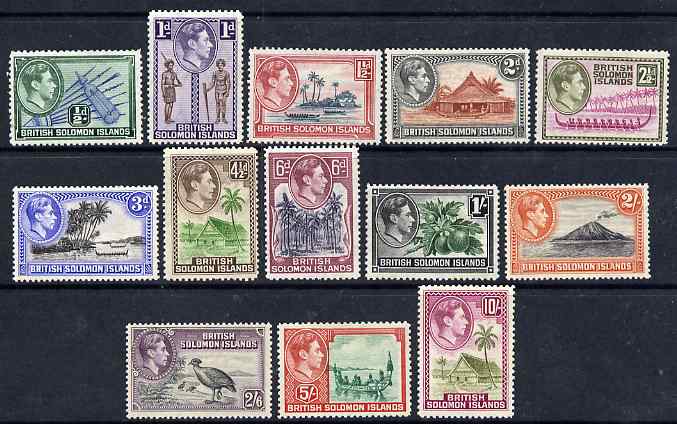 Solomon Islands 1939-51 KG6 definitive set complete 13 values mounted mint SG 60-72