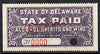 United States - Delaware Alcohol, Spirits & Wine tax stamp proof on gummed paoper (No.0000) with security punch hole and overprinted SPECIMEN, ex Wright Bank Note Co archives
