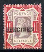 Great Britain 1887-92 QV Jubilee 10d without gum overprinted SPECIMEN SG208s
