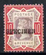 Great Britain 1887-92 QV Jubilee 10d without gum overprinted SPECIMEN SG208s