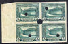 Paraguay 1944-45 Meeting place of Independence Conspirators 5c green imperf marginal proof block of 4 with security punch holes on gummed paper but some wrinkling, as SG 598 (ex Waterlow archives)