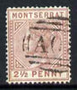 Montserrat 1880 QV 2.5d red-brown CC fine used with light AO8 cancel SG4