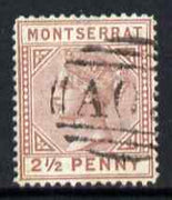 Montserrat 1880 QV 2.5d red-brown CC fine used with light AO8 cancel SG4