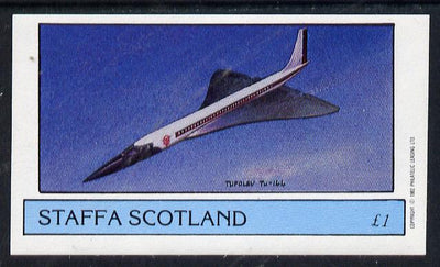 Staffa 1982 Aircraft #6 (Tupolev TU-144) imperf souvenir sheet (£1 value) unmounted mint