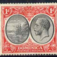 Dominica 1923-33 KG5 Badge 1d black & scarlet mounted mint SG 73