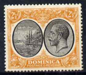 Dominica 1923-33 KG5 Badge 2.5d black & orange-yellow mounted mint SG 77