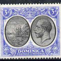 Dominica 1923-33 KG5 Badge 3d black & ultramarine mounted mint SG 79