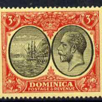 Dominica 1923-33 KG5 Badge 3d black & red on yellow mounted mint SG 80
