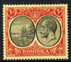Dominica 1923-33 KG5 Badge 3d black & red on yellow mounted mint SG 80