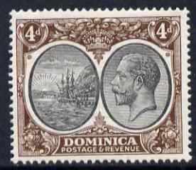 Dominica 1923-33 KG5 Badge 4d black & brown mounted mint SG 81