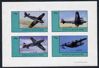 Staffa 1981 WW2 Aircraft #1 (FW 190, B17 Flying Fortress, P51 Mustang & Sunderland) imperf,set of 4 values unmounted mint