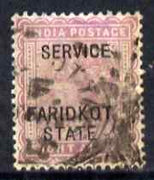 Indian States - Faridkot 1887 Official 8a magenta opt'd SERVICE good used with squared-circle cancel, SG O13