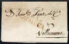 Italy 1832 entire to Villanneva with s/line R3.3. CATALUNA in red