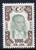 Turkey 1980's Stamp Duty 1000 Lira brown & green (Ataturk) unmounted mint