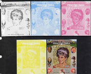 Mongolia 2007 Tenth Death Anniversary of Princess Diana 250f imperf m/sheet #10 with Churchill, Kennedy, Mandela, Roosevelt & Butterflies in background, the set of 5 progressive proofs comprising the 4 individual colours plus all ……Details Below