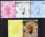 Mongolia 2007 Tenth Death Anniversary of Princess Diana 300f imperf m/sheet #12 with Churchill, Kennedy, Mandela, Roosevelt & Butterflies in background, the set of 5 progressive proofs comprising the 4 individual colours plus all ……Details Below