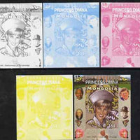 Mongolia 2007 Tenth Death Anniversary of Princess Diana 350f imperf m/sheet #13 with Churchill, Kennedy, Mandela, Roosevelt & Butterflies in background, the set of 5 progressive proofs comprising the 4 individual colours plus all ……Details Below