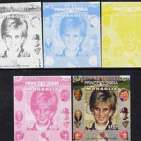 Mongolia 2007 Tenth Death Anniversary of Princess Diana 400f imperf m/sheet #16 with Churchill, Kennedy, Mandela, Roosevelt & Butterflies in background, the set of 5 progressive proofs comprising the 4 individual colours plus all ……Details Below