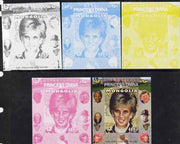 Mongolia 2007 Tenth Death Anniversary of Princess Diana 400f imperf m/sheet #16 with Churchill, Kennedy, Mandela, Roosevelt & Butterflies in background, the set of 5 progressive proofs comprising the 4 individual colours plus all ……Details Below