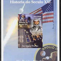 St Thomas & Prince Islands 2004 History of the 21st Century #02 Kennedy & Apollo 11 imperf m/sheet unmounted mint. Note this item is privately produced and is offered purely on its thematic appeal