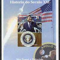 St Thomas & Prince Islands 2004 History of the 21st Century #03 Kennedy & Apollo 11 imperf m/sheet unmounted mint. Note this item is privately produced and is offered purely on its thematic appeal