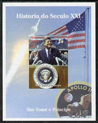 St Thomas & Prince Islands 2004 History of the 21st Century #03 Kennedy & Apollo 11 imperf m/sheet unmounted mint. Note this item is privately produced and is offered purely on its thematic appeal