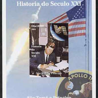 St Thomas & Prince Islands 2004 History of the 21st Century #04 Kennedy & Apollo 11 imperf m/sheet unmounted mint. Note this item is privately produced and is offered purely on its thematic appeal