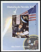 St Thomas & Prince Islands 2004 History of the 21st Century #04 Kennedy & Apollo 11 imperf m/sheet unmounted mint. Note this item is privately produced and is offered purely on its thematic appeal
