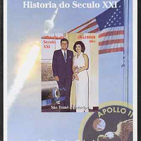St Thomas & Prince Islands 2004 History of the 21st Century #07 Kennedy & Apollo 11 imperf m/sheet unmounted mint. Note this item is privately produced and is offered purely on its thematic appeal