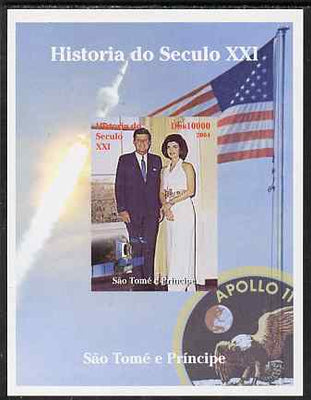 St Thomas & Prince Islands 2004 History of the 21st Century #07 Kennedy & Apollo 11 imperf m/sheet unmounted mint. Note this item is privately produced and is offered purely on its thematic appeal