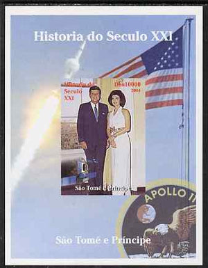 St Thomas & Prince Islands 2004 History of the 21st Century #07 Kennedy & Apollo 11 imperf m/sheet unmounted mint. Note this item is privately produced and is offered purely on its thematic appeal