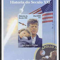 St Thomas & Prince Islands 2004 History of the 21st Century #08 Kennedy & Apollo 11 imperf m/sheet unmounted mint. Note this item is privately produced and is offered purely on its thematic appeal