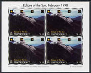 Montserrat 1998 Total Eclipse of the Sun $1.15 Volcanic Ash Eruption perf sheetlet containing 4 values unmounted mint, SG 1104