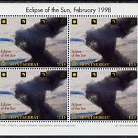 Montserrat 1998 Total Eclipse of the Sun $1.15 Volcano emitting black cloud perf sheetlet containing 4 values unmounted mint, SG 1105