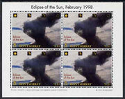 Montserrat 1998 Total Eclipse of the Sun $1.15 Volcano emitting black cloud perf sheetlet containing 4 values unmounted mint, SG 1105