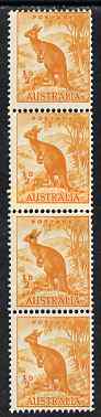 Australia 1948-56 Kangaroo 1/2d coil join strip of 4 unmounted mint, SG 228c