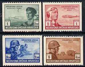 Croatia 1943 Croat Relief Fund set of 4 with vert perfs omitted (perf x imperf) lightly mounted mint