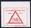 Cinderella - Great Britain 1994 Colchester Scouts Cycle Mail imperf essay proof in red on thin card