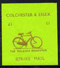Cinderella - Great Britain 1994 Colchester & Essex £1 imperf gummed label (gold on green) showing Raleigh Roadster undated