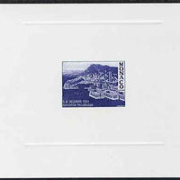 Monaco 1985 die proof in blue on sunken card for Philatelic Exhibition label