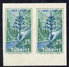 Turkey 1957 Forestry 25k imperf proof pair on gummed paper without labels, unmounted mint