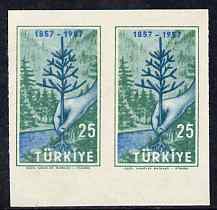 Turkey 1957 Forestry 25k imperf proof pair on gummed paper without labels, unmounted mint